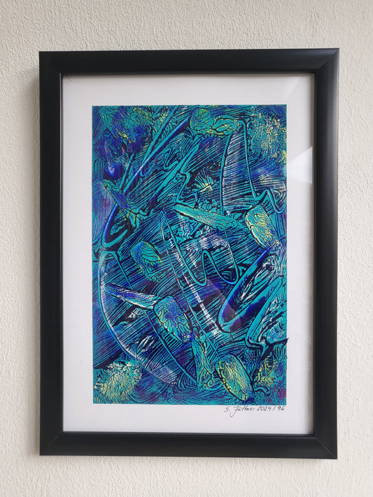 UNIQUE - Acrylic painting No. 2024/97 - "Art and inspiration for the soul to dream" - 21 cm x 29.7 cm including frame - JüttnerArt-Collection
